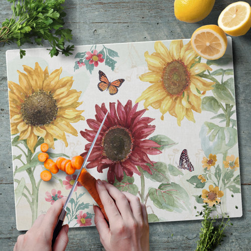 Counterart Tempered Glass Sunflower Splendor Cutting Board And Reviews Wayfair 